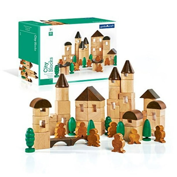 City Blocks 65 Piece Wooden Blocks Set by Guide Craft New in box